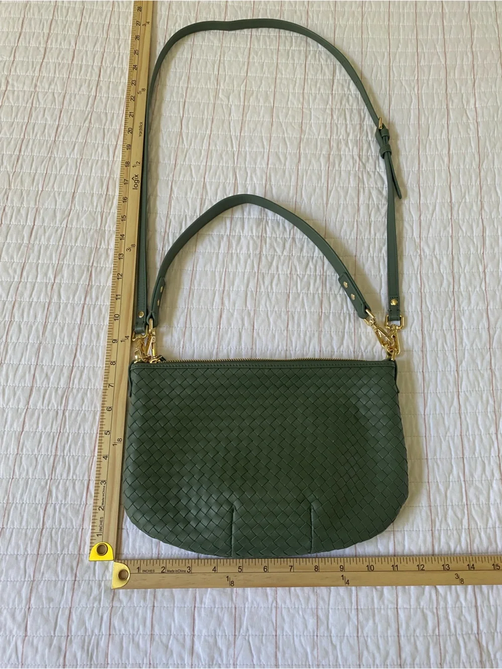 Quince Sage Green Sloane Woven Leather Crossbody/Shoulder Mini Bag - Picture 2 of 7